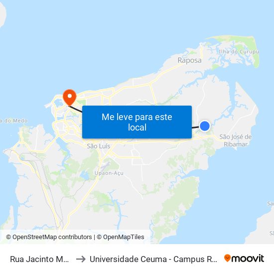 Rua Jacinto Maia, 35 to Universidade Ceuma - Campus Renascença map