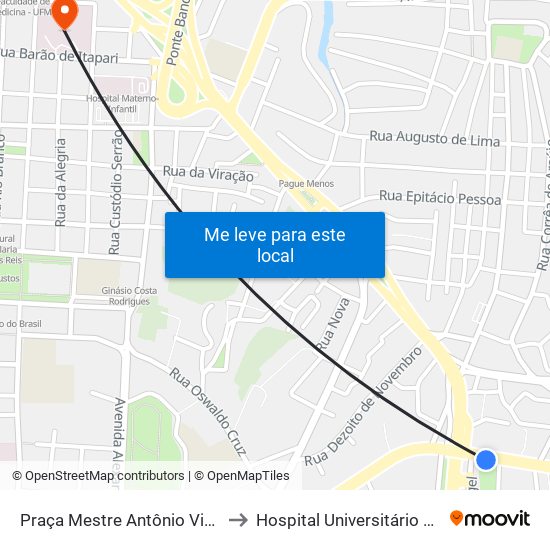 Praça Mestre Antônio Vieira (Sentido Bairro) to Hospital Universitário Da Ufma - Hu-Ufma map