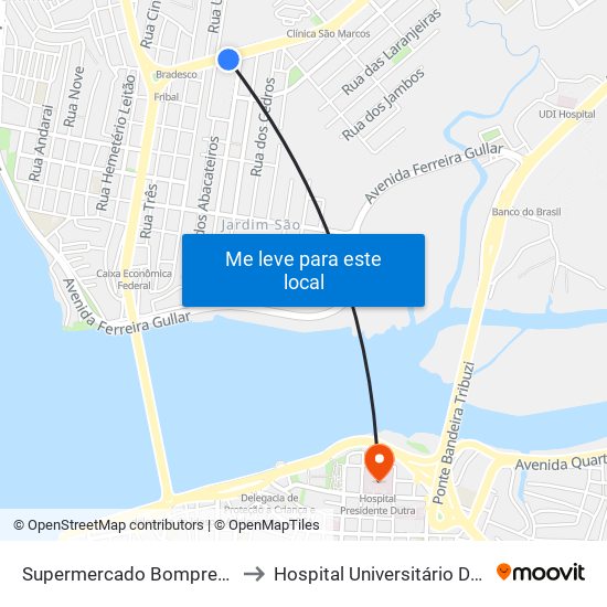 Supermercado Bompreço, São Francisco to Hospital Universitário Da Ufma - Hu-Ufma map