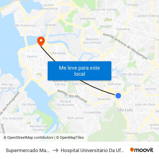 Supermercado Mateus, Anil to Hospital Universitário Da Ufma - Hu-Ufma map