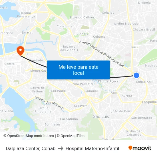 Dalplaza Center, Cohab to Hospital Materno-Infantil map