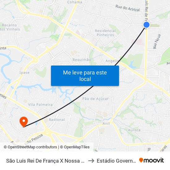 São Luís Rei De França X Nossa Senhora Da Vitória (Sentido Centro) to Estádio Governador João Castelo map