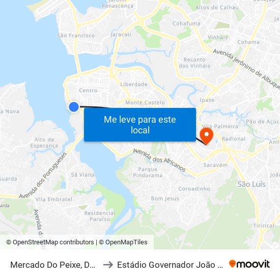 Mercado Do Peixe, Desterro to Estádio Governador João Castelo map