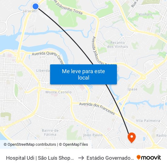 Hospital Udi | São Luís Shopping (Sentido Centro) to Estádio Governador João Castelo map