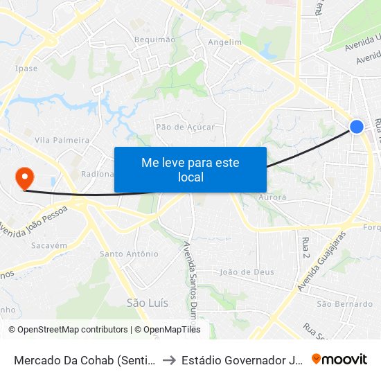 Mercado Da Cohab (Sentido Forquilha) to Estádio Governador João Castelo map