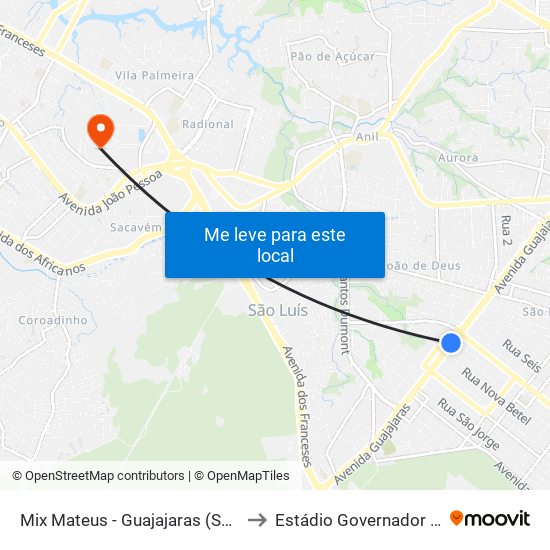 Mix Mateus - Guajajaras (Sentido Aeroporto) to Estádio Governador João Castelo map