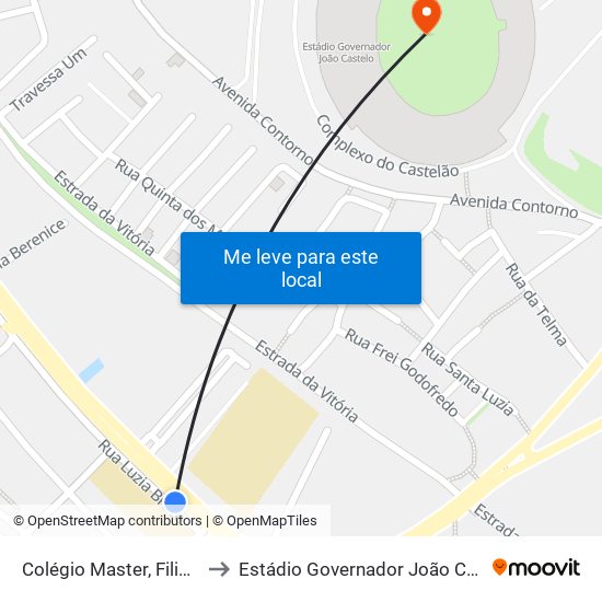 Colégio Master, Filipinho to Estádio Governador João Castelo map