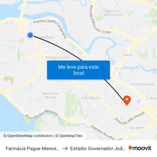 Farmácia Pague Menos, Camboa to Estádio Governador João Castelo map