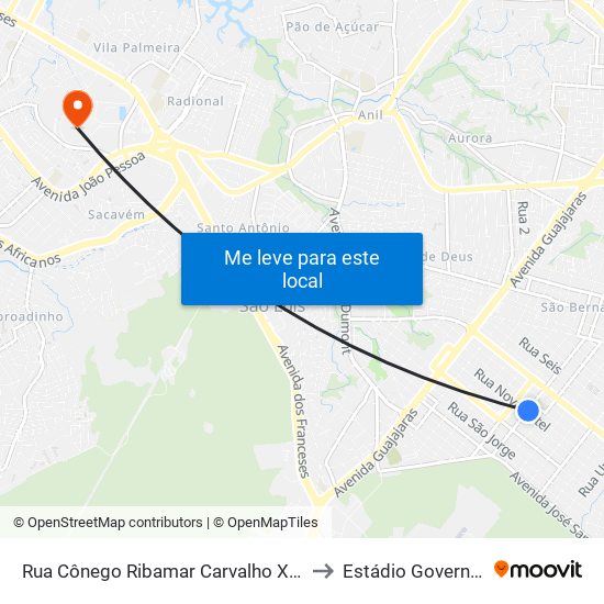 Rua Cônego Ribamar Carvalho X Rua Nova Betel (Sentido Terminal) to Estádio Governador João Castelo map