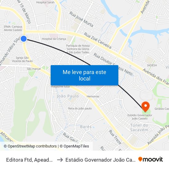 Editora Ftd, Apeadouro to Estádio Governador João Castelo map