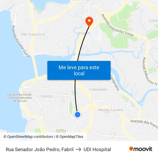 Rua Senador João Pedro, Fabril to UDI Hospital map