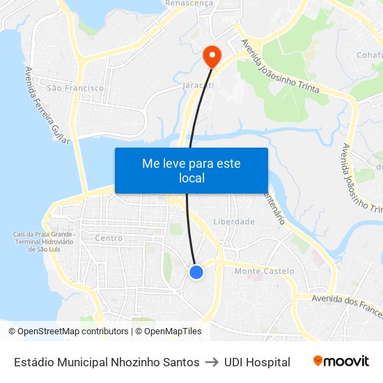 Estádio Municipal Nhozinho Santos to UDI Hospital map