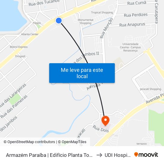 Armazém Paraíba | Edifício Planta Tower to UDI Hospital map