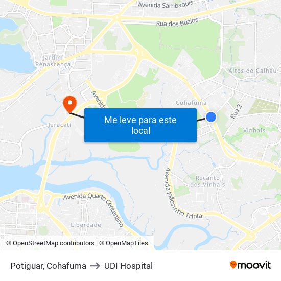 Potiguar, Cohafuma to UDI Hospital map