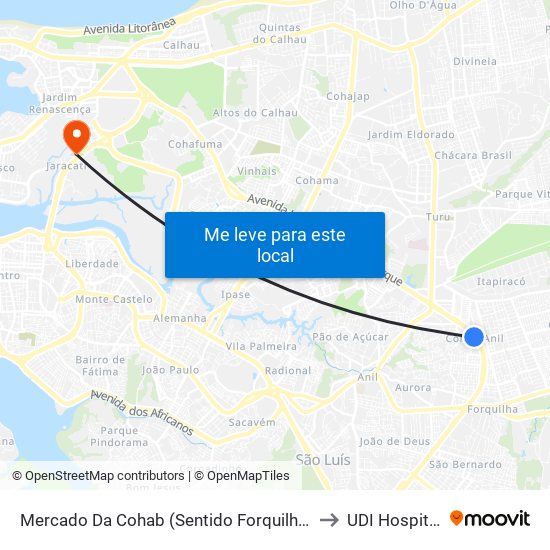 Mercado Da Cohab (Sentido Forquilha) to UDI Hospital map