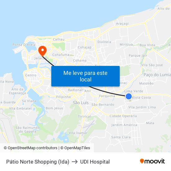 Pátio Norte Shopping (Ida) to UDI Hospital map