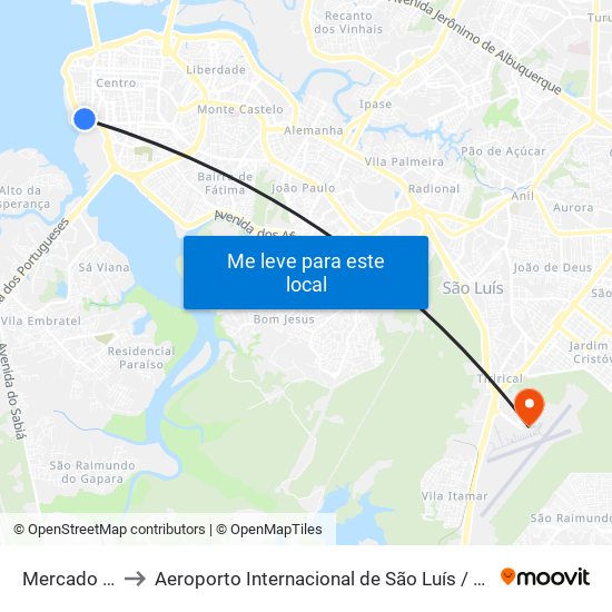 Mercado Do Peixe, Desterro to Aeroporto Internacional de São Luís / Marechal Cunha Machado (SLZ) (Aeroporto Internacional de Sã map