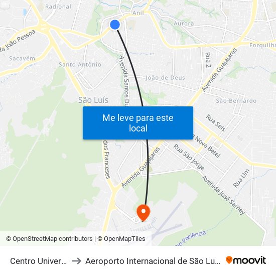 Centro Universitário Santa Teresinha - Cest to Aeroporto Internacional de São Luís / Marechal Cunha Machado (SLZ) (Aeroporto Internacional de Sã map