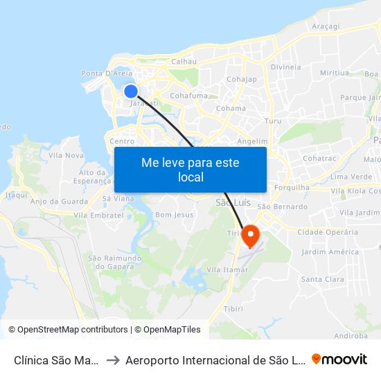 Clínica São Marcos, Renascença (Sentido Bairro) to Aeroporto Internacional de São Luís / Marechal Cunha Machado (SLZ) (Aeroporto Internacional de Sã map