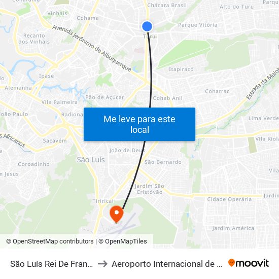 São Luís Rei De França X General Arthur Carvalho X Aririzal (Sentido Centro) to Aeroporto Internacional de São Luís / Marechal Cunha Machado (SLZ) (Aeroporto Internacional de Sã map