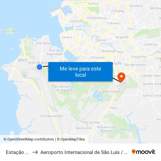Estação Ferroviária Da Vale to Aeroporto Internacional de São Luís / Marechal Cunha Machado (SLZ) (Aeroporto Internacional de Sã map