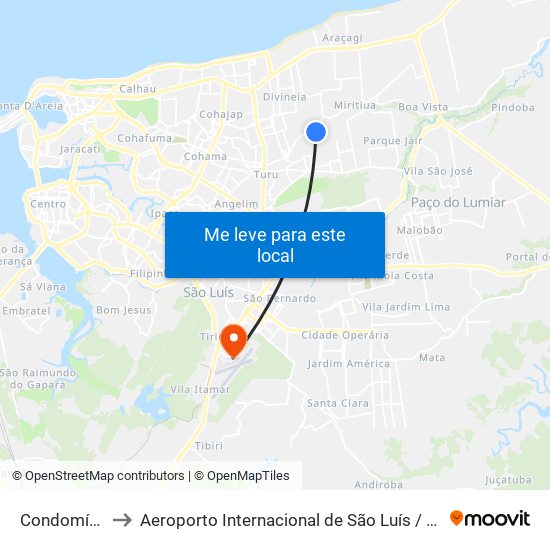 Condomínio Jardins Do Turu to Aeroporto Internacional de São Luís / Marechal Cunha Machado (SLZ) (Aeroporto Internacional de Sã map