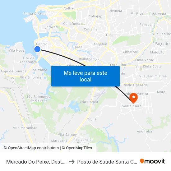 Mercado Do Peixe, Desterro to Posto de Saúde Santa Clara map