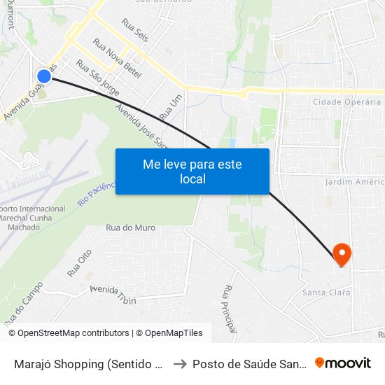 Marajó Shopping (Sentido Forquilha) to Posto de Saúde Santa Clara map