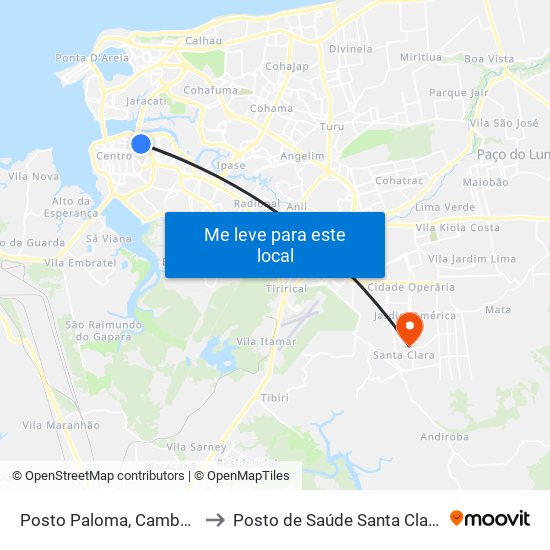 Posto Paloma, Camboa to Posto de Saúde Santa Clara map