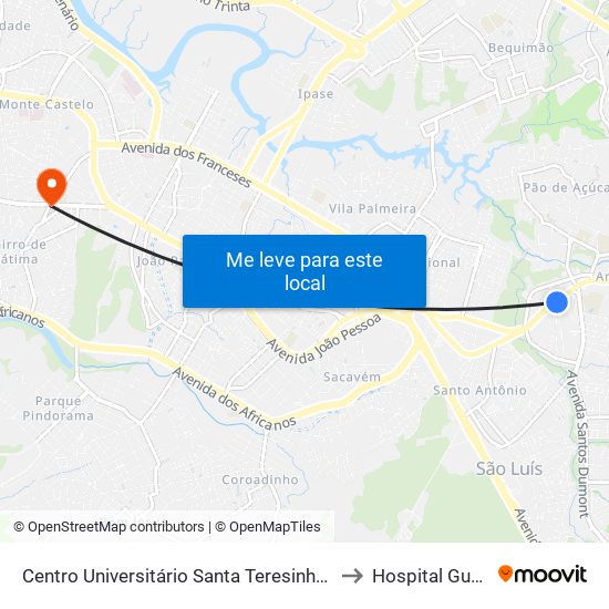 Centro Universitário Santa Teresinha - Cest to Hospital Guarás map