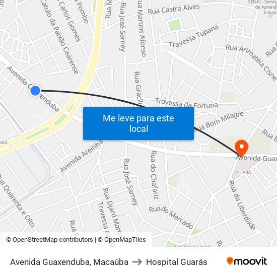 Avenida Guaxenduba, Macaúba to Hospital Guarás map