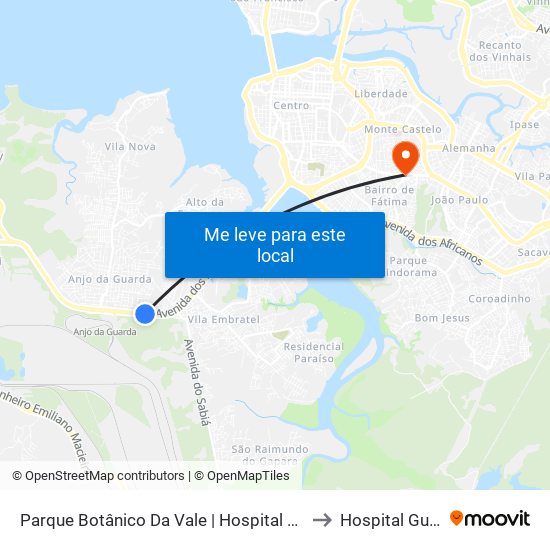 Parque Botânico Da Vale | Hospital Da Mulher to Hospital Guarás map