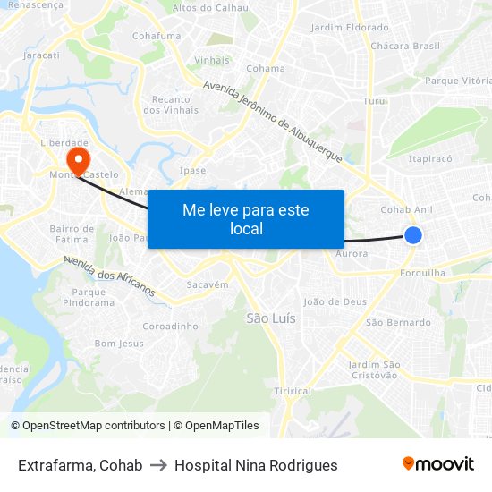 Extrafarma, Cohab to Hospital Nina Rodrigues map