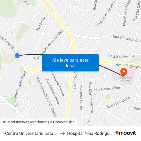 Centro Universitário Estácio to Hospital Nina Rodrigues map