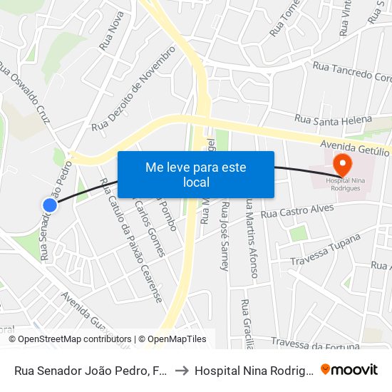 Rua Senador João Pedro, Fabril to Hospital Nina Rodrigues map