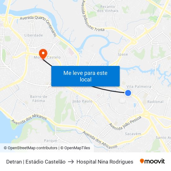 Detran | Estádio Castelão to Hospital Nina Rodrigues map
