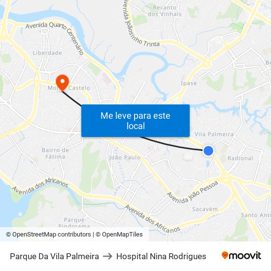 Parque Da Vila Palmeira to Hospital Nina Rodrigues map