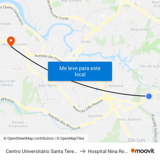 Centro Universitário Santa Teresinha - Cest to Hospital Nina Rodrigues map