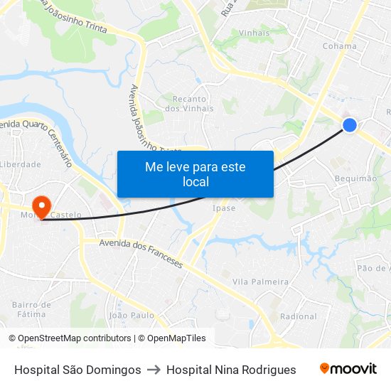 Hospital São Domingos to Hospital Nina Rodrigues map