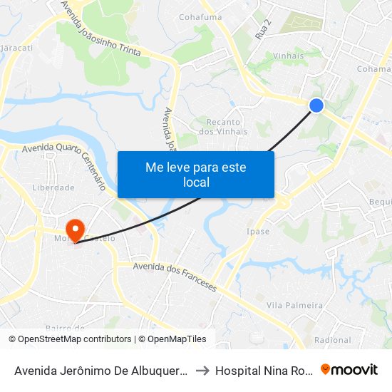 Avenida Jerônimo De Albuquerque, Vinhais to Hospital Nina Rodrigues map