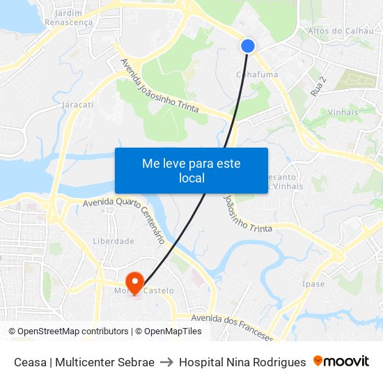 Ceasa | Multicenter Sebrae to Hospital Nina Rodrigues map