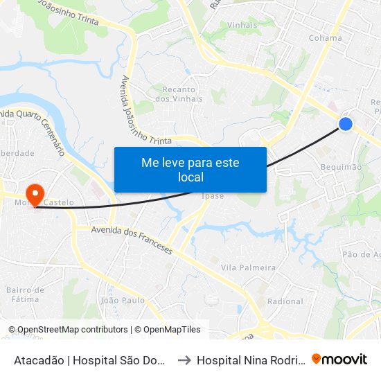 Atacadão | Hospital São Domingos to Hospital Nina Rodrigues map