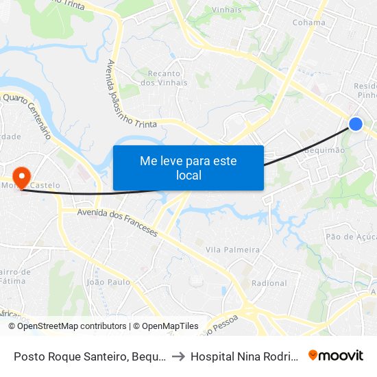 Posto Roque Santeiro, Bequimão to Hospital Nina Rodrigues map