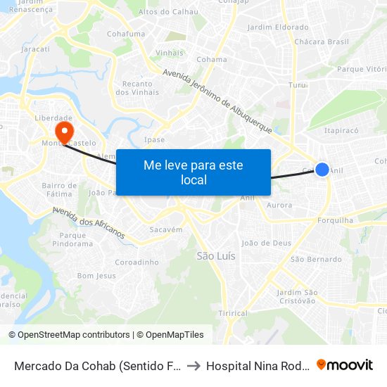 Mercado Da Cohab (Sentido Forquilha) to Hospital Nina Rodrigues map