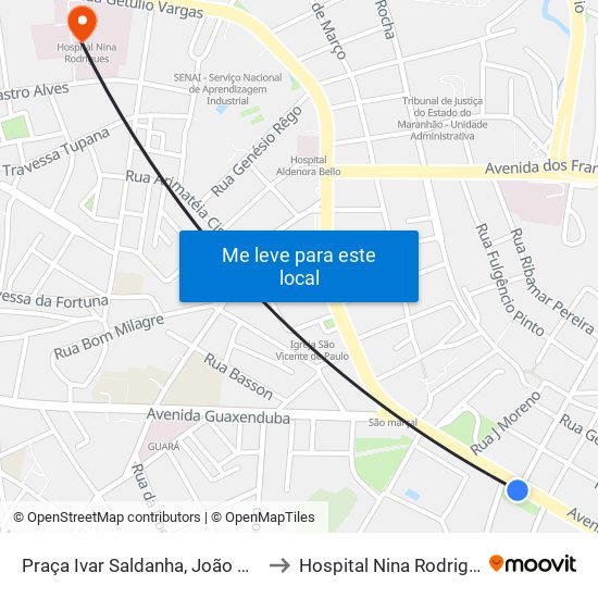 Praça Ivar Saldanha, João Paulo to Hospital Nina Rodrigues map