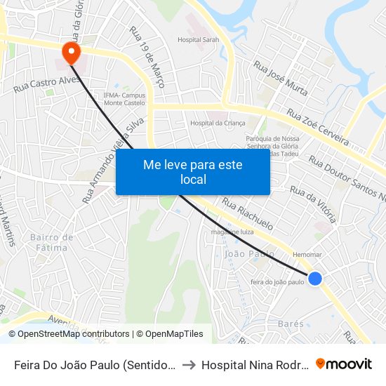 Feira Do João Paulo (Sentido Bairro) to Hospital Nina Rodrigues map