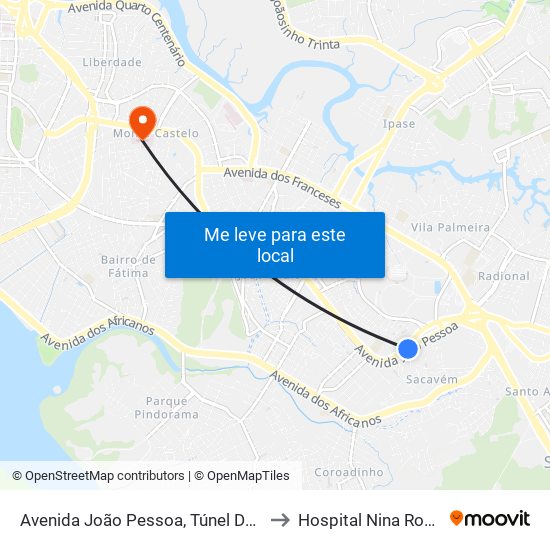 Avenida João Pessoa, Túnel Do Sacavém to Hospital Nina Rodrigues map