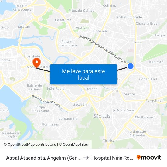 Assaí Atacadista, Angelim (Sentido Bairro) to Hospital Nina Rodrigues map