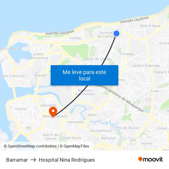 Barramar to Hospital Nina Rodrigues map