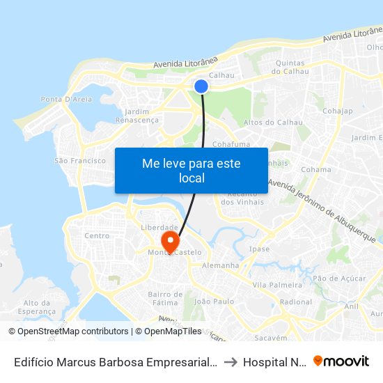 Edifício Marcus Barbosa Empresarial | Faculdade Isl Wyden (Sentido Centro) to Hospital Nina Rodrigues map